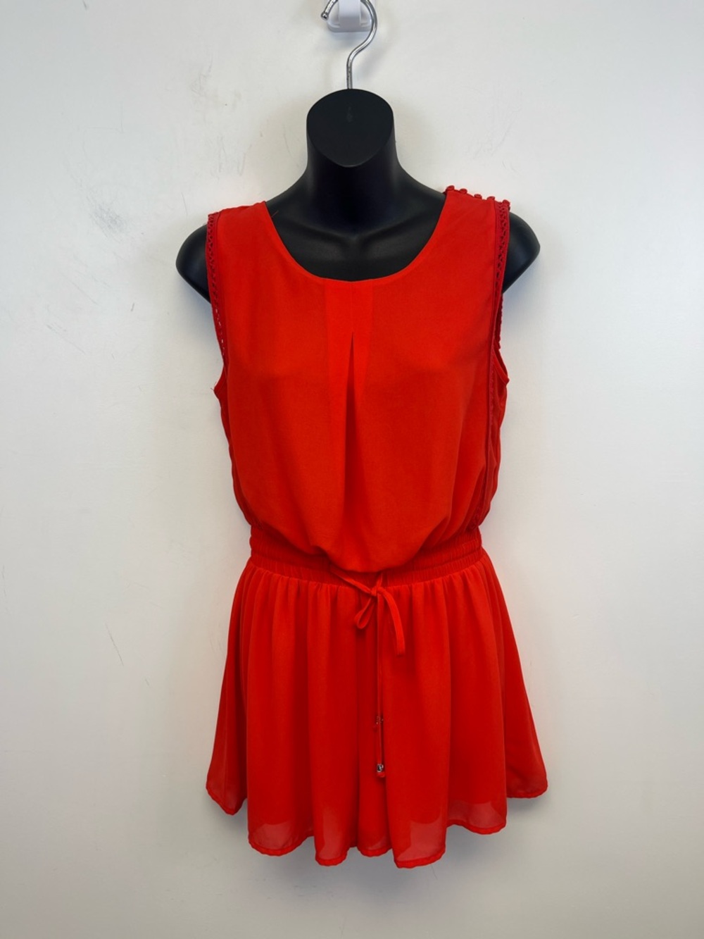 HYFVE Bright Orange Elastic Waist Romper with Caged Draped Back Size Small